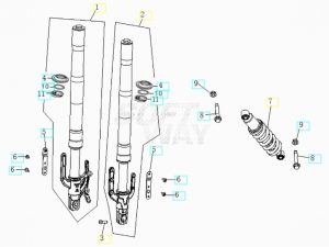 VOGE BRIVIDO 125R 2023 - FORCELLA ANTERIORE - AMMORTIZZATORE POSTERIORE