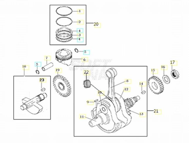 VOGE BRIVIDO 300R 2020 - ALBERO MOTORE - PISTONE